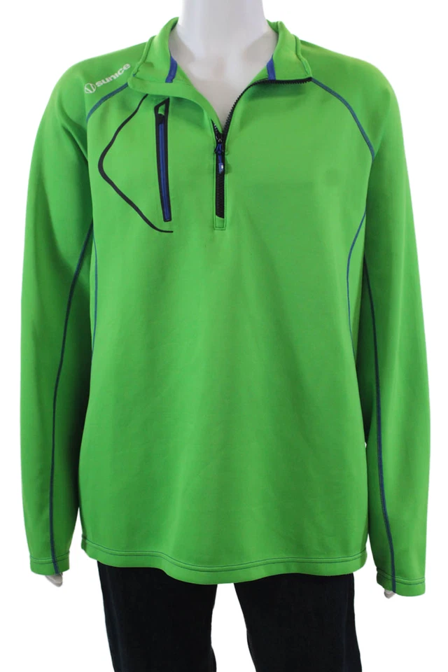 Camisa Sunice Para Hombres Manga Larga Cuarto Cremallera Cuello Simulado Verde Azul Talla 2XL Foto 1 de 4