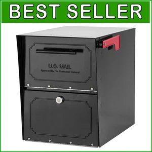 Durable Black Locking Mailbox with Magnetic Closure - Heavy Duty & Weatherproof - Picture 1 of 13