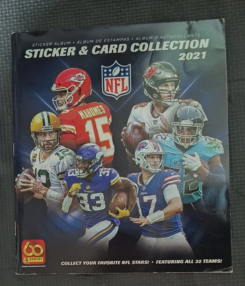 2021 PANINI NFL FOOTBALL STICKER AND CARD COLLECTION ALBUM WITH 10 STICKERS NEW - Image 1 of 1