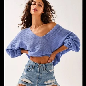 Free People Elias Blue Cashmere V Sweater soft plus knit size XS - Picture 1 of 6