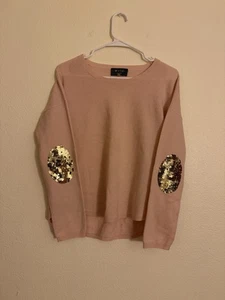Suéter Parche Codo Lentejuelas Doradas Wyse London Rosa Cachemira Talla 2 - Imagen 1 de 7