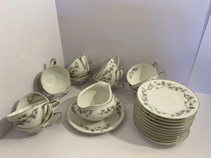 Vintage Mikasa Fine China Meito Japan Silver Pine Full Set Dishes - Picture 1 of 10