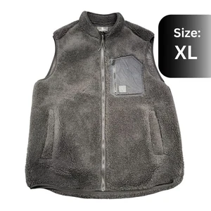 Volcom Muzzer Fuzzar Sleeveless Fleece Vest Wintermoss Full Zip - Picture 1 of 9