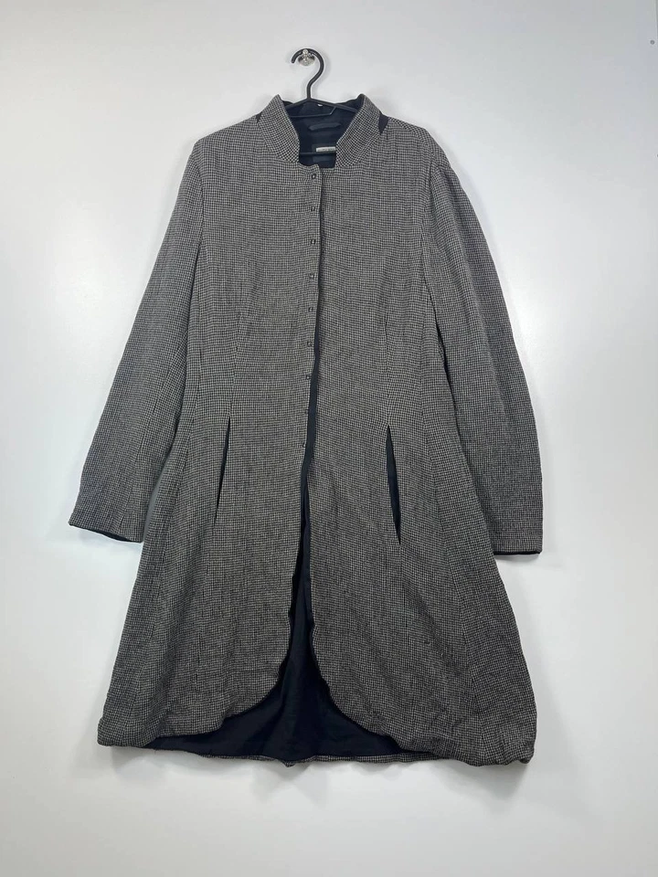 Abrigo Largo Annette Görtz Mezcla Lana Pata de Gallo Cuadros Diseñador Minimalista Talla 38 Foto 1 de 4