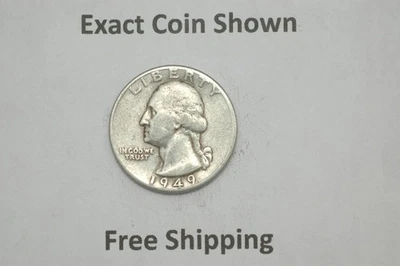 1949 D Washington Silver Quarter Denver Mint Mark Free Shipping - Image 1 of 2