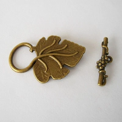  Toggle Clasps Leaf Shape Antique Bronze Color-3 Sets. - Image 1 of 3