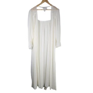 Vintage Miss Elaine Light Ivory & Lace Nightgown Sheer Nylon Made USA Size Small - Picture 1 of 7