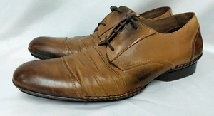 De La Rentis Size 10 M Brown Leather Cap Toe Lace Up Mens Shoes Brazil - Picture 1 of 12