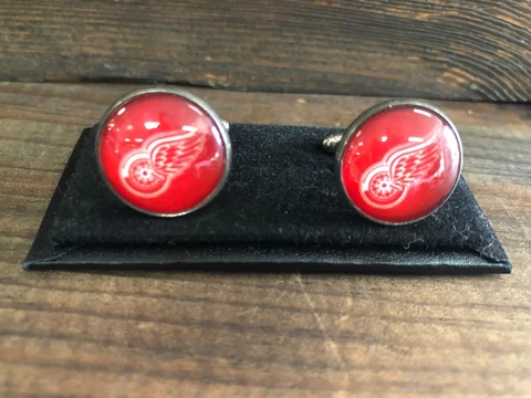 New CUFFLINKS for dress shirt - DETROIT RED WINGS Hockey Theme Cuff Links Cover
