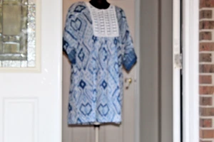 OSCAR DE LA RENTA NEIMAN MARCUS BOHEMIAN RETREAT BLAU TUNIKA KLEID GR. S NEU MIT ETIKETT - Bild 1 von 8