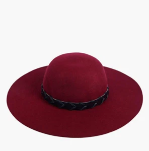 Boohoo Womens Boutique Wool Floppy Hat With Whipstitch Belt - New with Tags - Picture 1 of 3