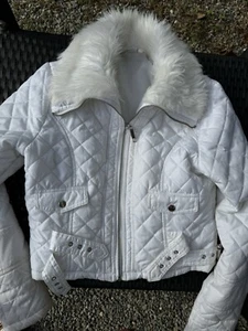 Ashley By 26 International Puffy Winter White Medium Snow Hoodie Jacket L - Picture 1 of 5