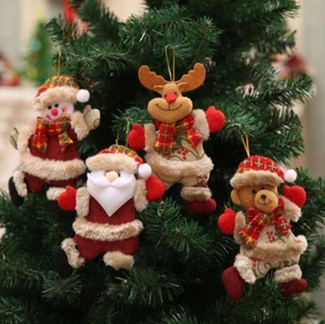 4 PCS Christmas Hanging Ornament Santa Claus Snowman Doll Xmas Tree Decor Gift - Picture 1 of 11