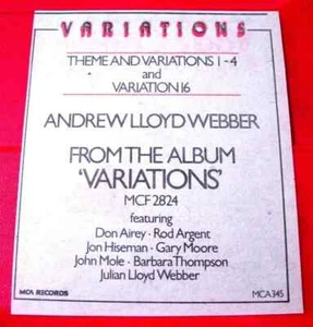 Andrew Lloyd Webber Variations Vintage ORIG 1978 Press/Magazine ADVERT 4.5"x 3.5 - Picture 1 of 3