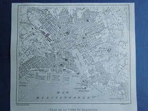 Gravure estampe ancienne. Plan De Marseille GPA053 - Picture 1 of 2