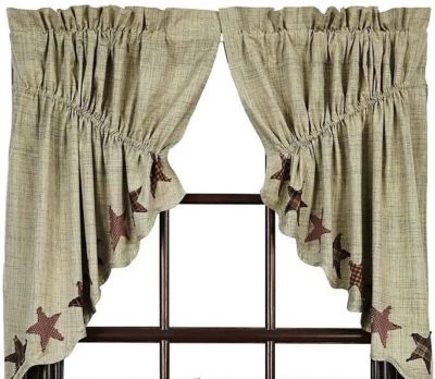 Parches de estrellas Abilene forrados Country Prairie Swags texturizados crema borde deshilachado Foto 1 de 3