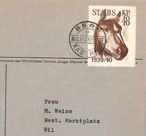 SWITZERLAND SOLDIER STAMP Military WW2 Cover Feldpost HORSES Wil 1939/40 ZT119 - Picture 1 of 10