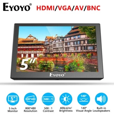 Eyoyo Small Camera Video Monitor 5inch Mini LCD Screen 800*480  HDMI Metal Shell - Image 1 of 4