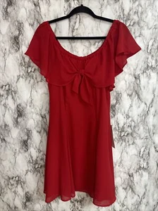 Vintage Dawn Joy Fashions Women’s Red Off-Shoulder Fit & Flare Dress Dead-stock - Picture 1 of 14