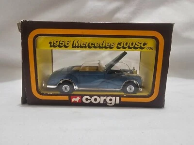 Corgi 806 Cars of the 50's 1956 Mercedes 300 SC - blue with roof down - Image 1 of 4