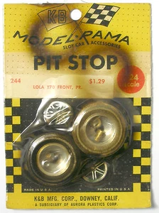1965 K&B Aurora 1:24 Slot Car Pit Stop Parts LOLA T-70 POSI-LOK WHEEL SET 244 FR - Picture 1 of 2