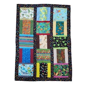 Handmade Crib Blanket Wall Quilt Patchwork Ocean Life Jungle Animals 33"x45" - Picture 1 of 11