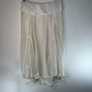 Vintage Donna Karan  White Linen and Silk Asymmetrical Maxi Skirt Size 12 -ITALY