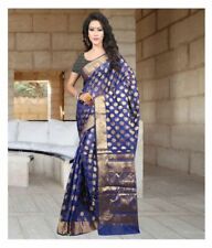 Blue Banarasi Silk Bollywood Saree Indian Pakistani Ethnic Wedding Designer Sari