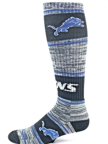 Detroit Lions Football RMC Black Striped Ribbed Tube Socks Cover