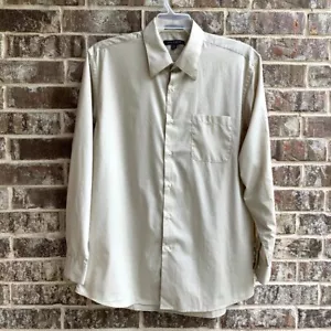 Camisa de vestir Ivy Crew para hombre manga larga abotonada beige talla L (16-16 1/2) - Imagen 1 de 7