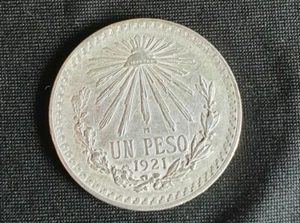 MONETA ESTADOS UNIDOS MEXICANOS UN PESO 1921 ARGENTO - Picture 1 of 2