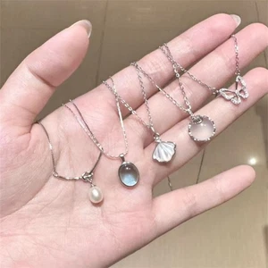 5 Pieces Oval Shape Clavicle Chain Jewelry Zircon Necklace Necklace Casual Wear - Photo 1/9