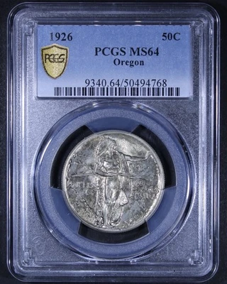 1926 Oregon Trail Commemorative Half Dollar - 50c PCGS MS64 - PCGS Gold Shield - Image 1 of 4