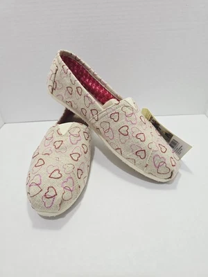 Toms Alpargata розовый любовь языки сердца женщин скольжения туфли размер W 9,5 новый с Ярлыками - Изображение 1 из 4