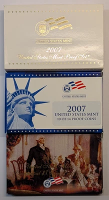 2007-S U.S. Mint 14-Coin Proof Set 3 Slides incl Presidential $1 w/ Box COA OGP - Image 1 of 4