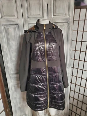 Increíble Abrigo Mujer Forro Estampado Leopardo Vía Spiga Negro Talla M-L CAPUCHA Bolsillos  Foto 1 de 4