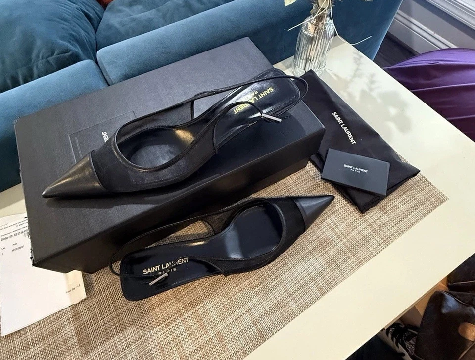 YSL Size 42 Oxalis 30 Kitten Heel Slingback Pumps black - Image 1 of 4