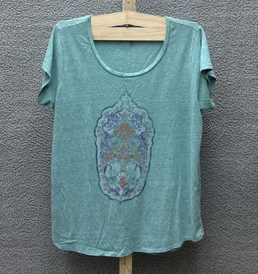 Camiseta para mujer Lucky Brand 2XL verde menta manga corta cuello redondo estampado persa Foto 1 de 4