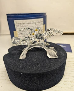 Estatuilla TORTUGA PALOMAS de cristal de Swarovski plateada en caja con notas del propietario de 4" de largo - Imagen 1 de 10