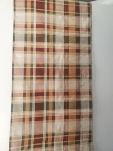 Valance Plaid Lined 278" x 16" Rod Pocket Burgundy Cream Green Traditional - Picture 1 of 14