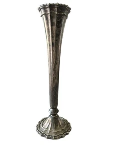 Vintage Avon versilberte geriffelte Blumenknospe Vase mit Perlenbesatz Italien - Bild 1 von 13