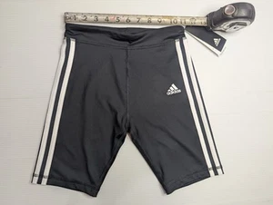 Adidas Bike Shorts Girl’s M (10/12) Medium Black White Striped Polyester Blend - Picture 1 of 3