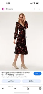 Vestido Floral Wilfred Beaune Negro Y Rojo Talla XS - Imagen 1 de 6
