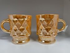 Set Of 2 Anchor Hocking Fire King Peach Luster Vintage Kimberly Diamond Mugs
