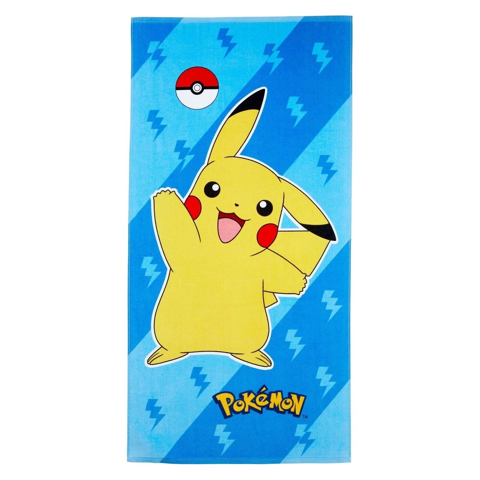 Toalla de playa para niños Pokemon Pikachu azul nueva con etiquetas 27 x 54 en 90 % algodón Foto 1 de 1