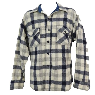 Chaqueta de lana WOOLRICH de colección años 60-70 para hombre talla grande negra blanca gris a cuadros Foto 1 de 4