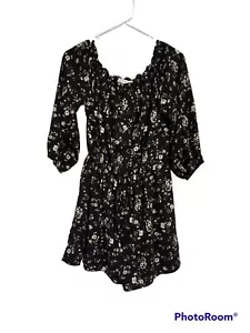 Lush Black Floral Romper Nwt Medium - Picture 1 of 5
