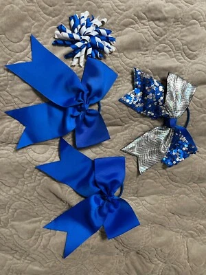 Royal Blue and White Hair Bows - Image 1 of 2