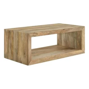 Coaster Benton Rectangular Farmhouse Solid Wood Coffee Table in Natural - Picture 1 of 7