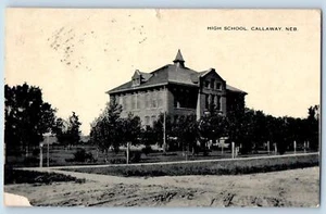 c1916 High School Campus Gebäude Dirt Road Callaway Nebraska antike Postkarte - Bild 1 von 2